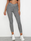 Overlap Waistband Cropped Gingham Leggings