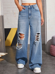  High Waisted Distressed Baggy Jeans Without Bag