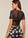 Sheer Mesh Crop Top Without Bra