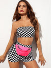 ICON Checkered Crop Tube Top Shorts Set