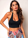 Tied Open Back Crop Halter Top