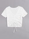 Drawstring Front Crop Top