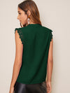 Notch Neck Guipure Lace Trim Top