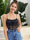 Seam Front Ditsy Floral Mesh Cami Top
