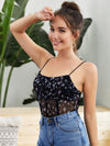 Seam Front Ditsy Floral Mesh Cami Top