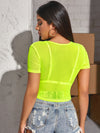 Sheer Mesh Crop Top Without Bra