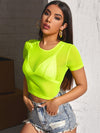 Sheer Mesh Crop Top Without Bra