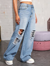 High Waisted Distressed Baggy Jeans Without Bag