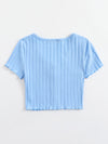 Lettuce Edge Button Front Rib knit Top
