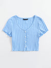 Button Up Rib knit Crop Top