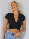Solid Crisscross Self Tie Crop Top