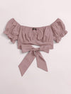 Tied Hem Puff Sleeve Crop Top