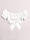 Tied Hem Puff Sleeve Crop Top