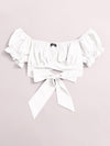 Tied Hem Puff Sleeve Crop Top