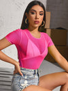 Sheer Mesh Crop Top Without Bra