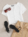 Ribbed Buttoned Lettuce Edge Top