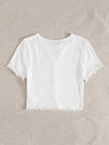 Ribbed Buttoned Lettuce Edge Top