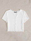 Ribbed Buttoned Lettuce Edge Top