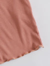 V Neck Lettuce Trim Rib knit Crop Top