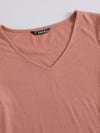 V Neck Lettuce Trim Rib knit Crop Top