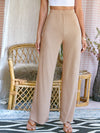 Elastic Waist Rib knit Wide Leg Pants