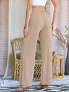 Elastic Waist Rib knit Wide Leg Pants