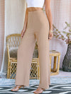 Elastic Waist Rib knit Wide Leg Pants