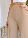 Elastic Waist Rib knit Wide Leg Pants
