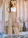Elastic Waist Rib knit Wide Leg Pants
