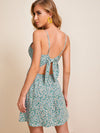 Twist Peekaboo Front Tie Back Daisy Floral Print Sundress