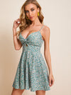 Twist Peekaboo Front Tie Back Daisy Floral Print Sundress