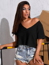 Solid Waffle Knit Crop Tee