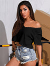 Solid Waffle Knit Crop Tee