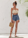 Knot Straps Ruched Bust Cami Crop Top