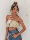 Knot Straps Ruched Bust Cami Crop Top