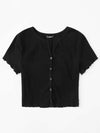 Ribbed Buttoned Lettuce Edge Top