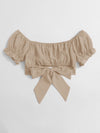 Tied Hem Puff Sleeve Crop Top