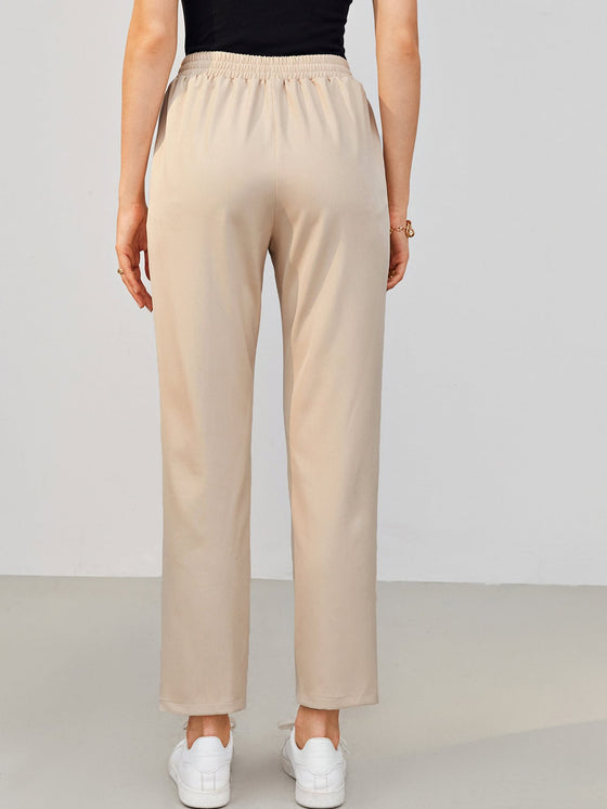 Elastic Waist Seam Front Tapered Pants