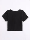 Lettuce Edge Button Front Rib knit Top