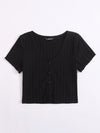 Lettuce Edge Button Front Rib knit Top