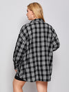 Plus Tartan Plaid Button Up Tunic Shirt