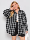 Plus Tartan Plaid Button Up Tunic Shirt