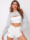 Drop Shoulder Crop Pullover Without Camisole