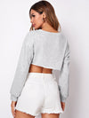 Drop Shoulder Crop Pullover Without Camisole