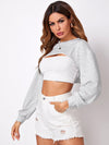 Drop Shoulder Crop Pullover Without Camisole