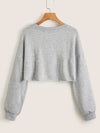 BASICS Drop Shoulder Solid Crop Pullover