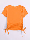 EZwear F Neon Orange Drawstring Side Solid Top