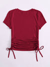 EZwear F Neon Orange Drawstring Side Solid Top