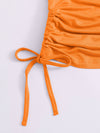 EZwear F Neon Orange Drawstring Side Solid Top