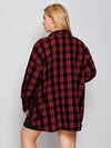 Plus Tartan Plaid Button Up Tunic Shirt